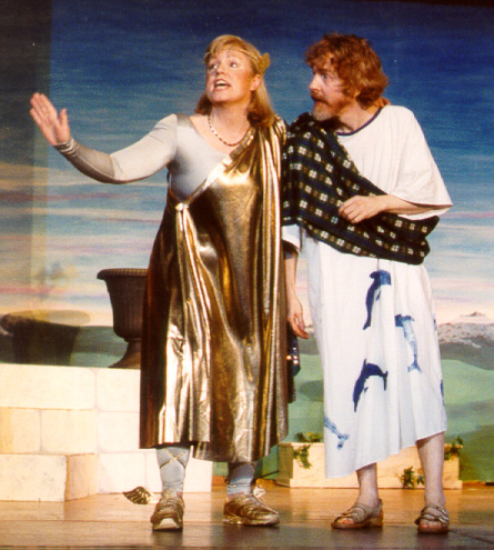 Sarajane in Thespis 2002 — 'Mercury', with Tracy Burdick — 'Sillimon'